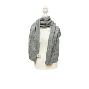 Lacoste Alpaca Blend Cable Knit Scarf Gray Long Winter Wrap 65x13